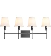 ZSMAIKU Black Bathroom Vanity Light 4 Light,32.3In Vintage Bathroom Light Fixtures Over Mirror,Ha...