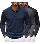 COOFANDY Men's Polo Shirt Long Sleeve Golf Shirts Quick Dry Collared Work Shirts