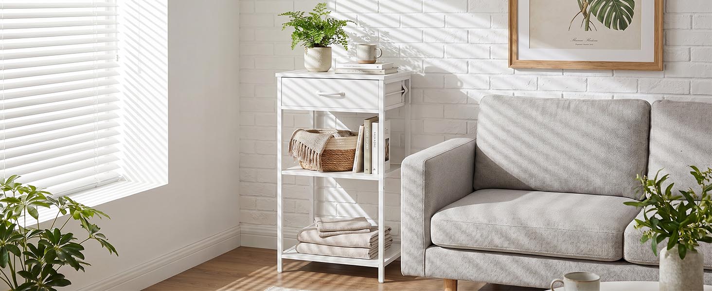 Tall Printer Stand with Fabric Drawer