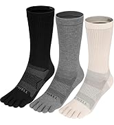 VWELL Merino Wool Toe Socks for Men and Women, Mid-Calf Five Finger Socks Athletic Running Breath...