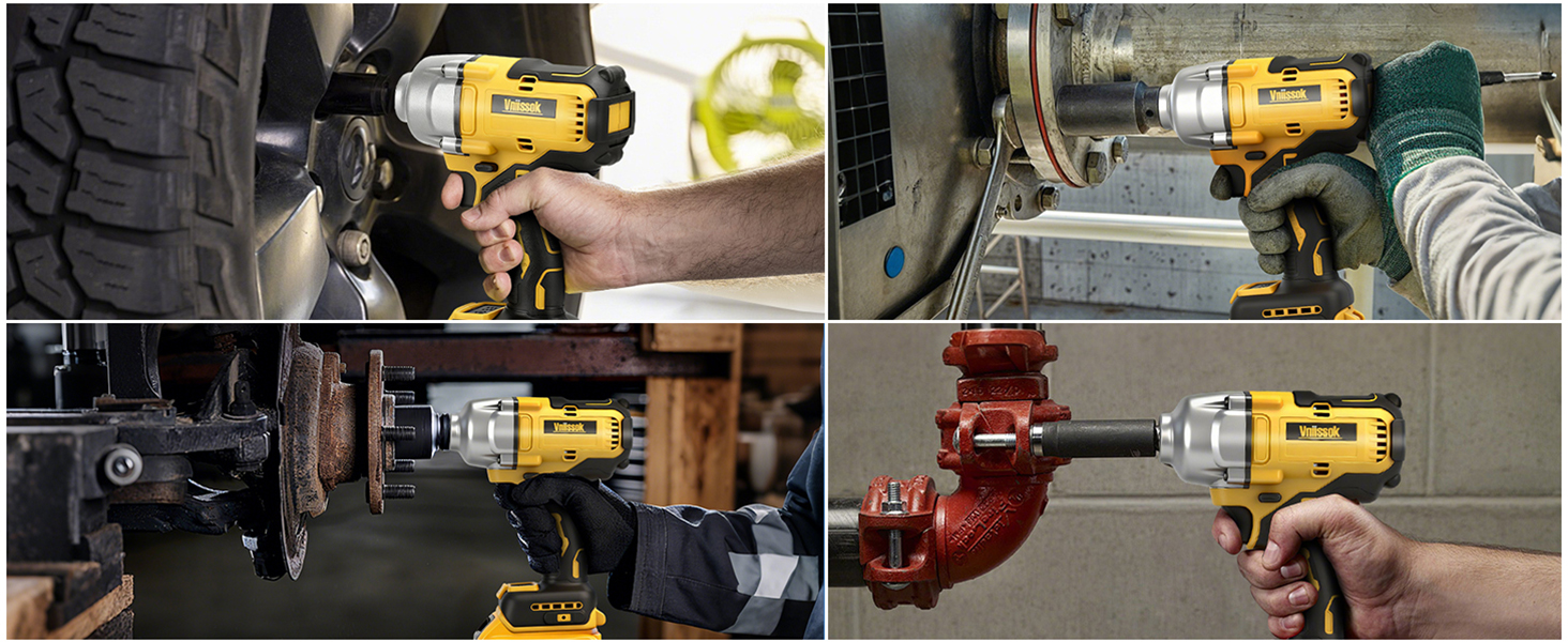 Cordless Impact Wrench 1/2 inch Compatible with Dewalt Battery, Brushless Electric Impact Gun