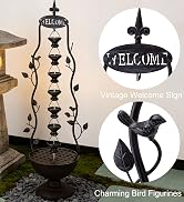 39" Tiered Water Fountain Outdoor 6 Hanging Cups Vintage Waterfall Fountain, Rustic Metal Outside...
