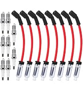 8 Pcs Spark Plug Wires Set & 41-110 Iridium Spark Plugs Compatible with 2000-2013 Chevy Silverado...