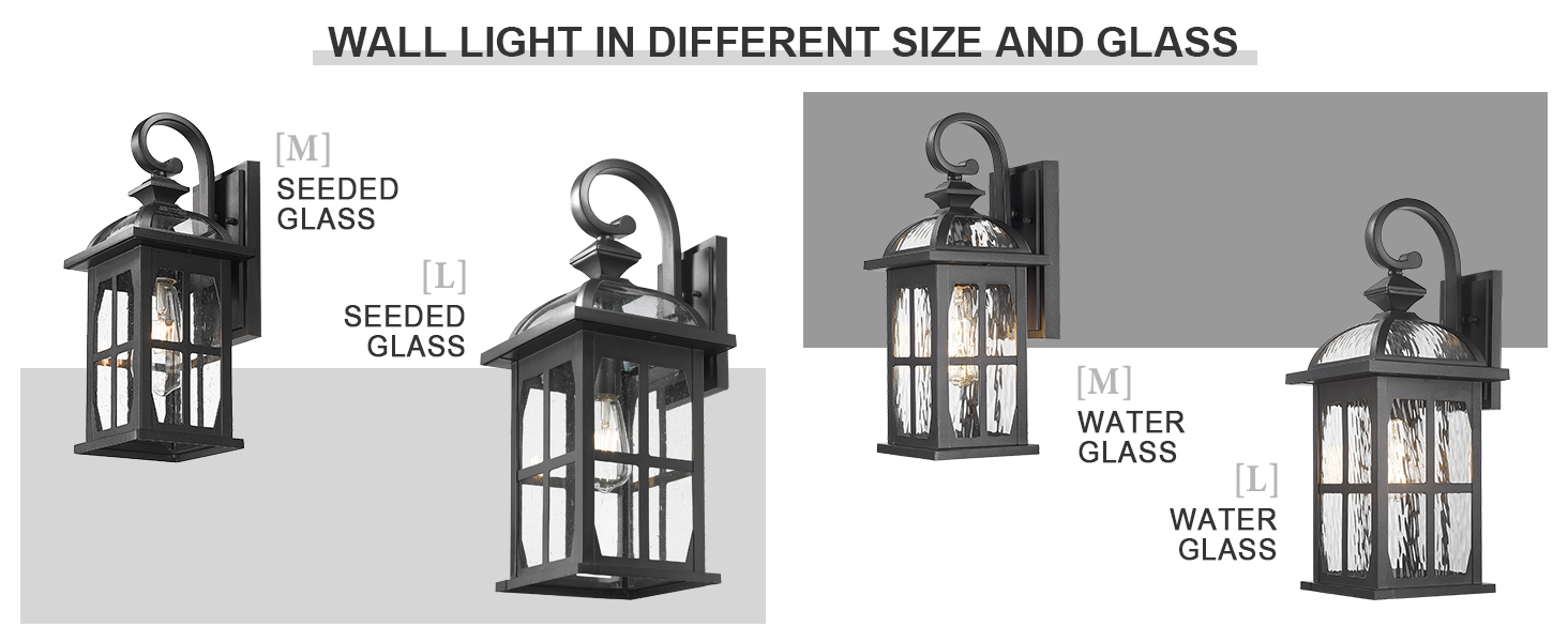 Waterproof Black Outside Wall Sconce for House Porch Hallway Garage