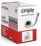 Cmple - Cat5e Plenum Cable 1000ft, CMP, Blue 350MHz Gigabit Ethernet Solid Network Internet Bulk UTP