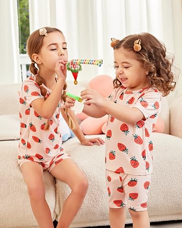 babee Reshinee Baby Girls Pajamas Sets 2-8Y Toddler Kids Soft Comfy Modal Tencel Long-Sleeve