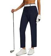 baleaf Women's Golf Pants Deep Pockets with Belt Loop Stretch Travel Casual Work Petite Ankle Sla...