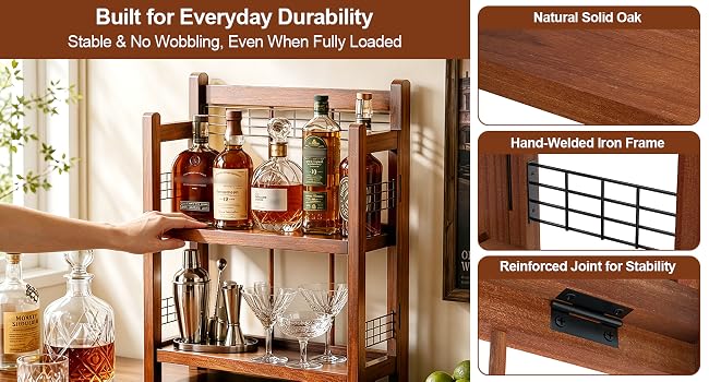 oak wood coffee bar shelf