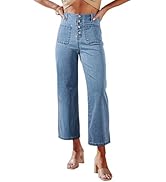 Sidefeel Women's Wide Leg Jeans High Waisted Stretchy Straight Leg Jeans Buttoned Loose Denim Pan...