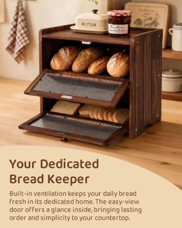 The Luollabytel Bread Box has a large storage capacity and is suitable for storing various items.