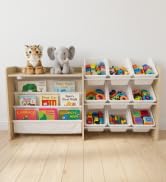 Humble Crew Toy Storage Organizer with Bookshelf, 9 Removable Storage Bins for Kids Playroom, Toy...