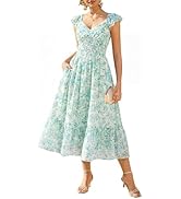 GRACE KARIN Women's Summer Floral Maxi Dress 2026 Ruffle Sleeve Smocked Sundress Flowy Wedding Gu...