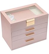 BOOVO Jewelry Boxes for Women, White and Black 4 Layer Large Jewelry Box for Necklace, Bracelet, ...