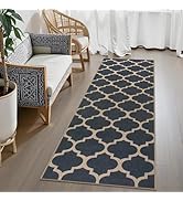 Lahome Moroccan Easy Jute Runner Rug, Red Washable Runner Rugs for Outdoor Porch Hallway, Geometr...