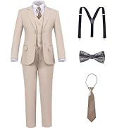 Boys Suit Kids Tuxedo Suits for Boys Adjustable Waist Vest Pants Suspenders Set Wedding Christmas...