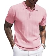 COOFANDY Men's Polo Shirts Short Sleeve Cotton Pique Casual Button T Shirts Classic Fit Collared ...