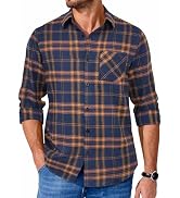 COOFANDY Men's Flannel Shirts Long Sleeve Button Down Plaid Shirt Lightweight Shirt Jacket