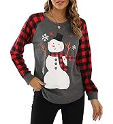 Womens Christmas Shirt Long Sleeve Xmas Tee Tops This is My Christmas Movies Watching Pliad Holid...