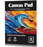 Prudiut 25 Sheets Canvas Paper Pad 9x12 Inches, 180GSM Canvas Sheets Glue Bound Canvas-Textured S...