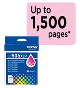 Brother Genuine LC506XLC Cyan High Yield Ink: Up to 1,500 pages*