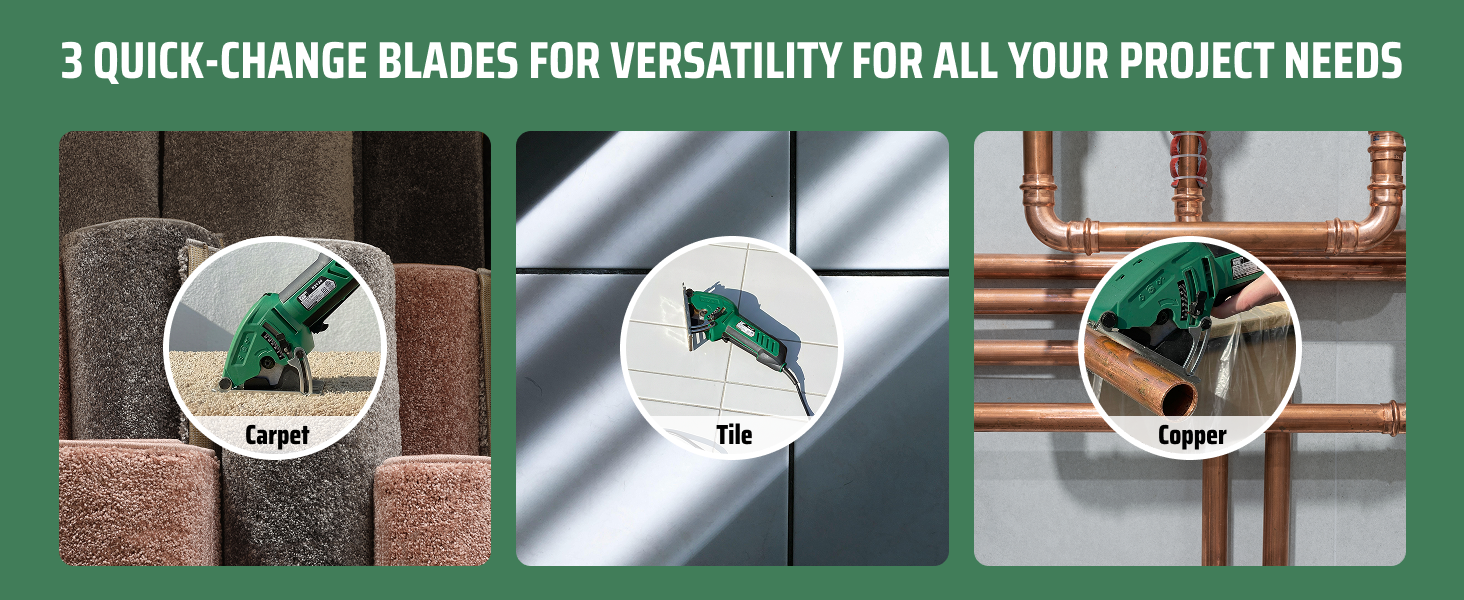 Cuts Effortlessly through Tile, Wood, Particle Board, PVC Tubing