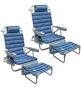WKFAMOUT Backpack Beach Chair Aluminum with Folding Camping Table 5-Position Lay Flat Lounge Chai...