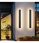 Aipsun Black Modern LED Wall Sconce Set of Two Indoor Wall Lights Hardwired Up and Down Wall Moun...