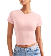 YEOREO Women Tops Baby T-Shirt Short Sleeve Crew Neck Going Out Crop Top Corriny Slim Fit Workout...
