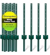 Gtongoko 10 Pack 4FT Heavy Duty Metal Fence Posts, Black U Channel No Dig Fence Stakes with Ancho...