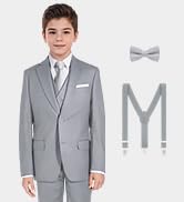 BOLADA Boys' Formal Suit Set, with Suspenders, Adjustable Waist
