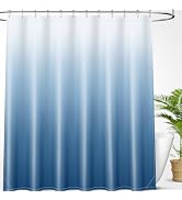 OLANLY Luxury Black and Grey Ombre Shower Curtain Sets with 12 Hooks, Waterproof and Washable Dec...