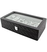 Heiden Monaco Luxury 6pc Watch Storage Case - Handcrafted Diamond Stitched Design, Holds 6 Watche...