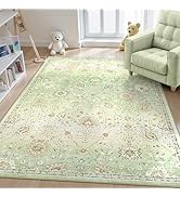 Lahome Light Pink Boho Rug 6ft, Circle Washable Area Rugs for Playroom Kids Room, Soft Floral Nur...