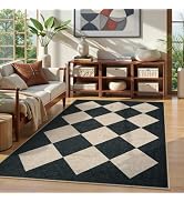 Collive Checkered Easy Jute Outdoor Runner Rugs 2 x 6, Black Washable Kitchen Runner Rugs Non Sli...