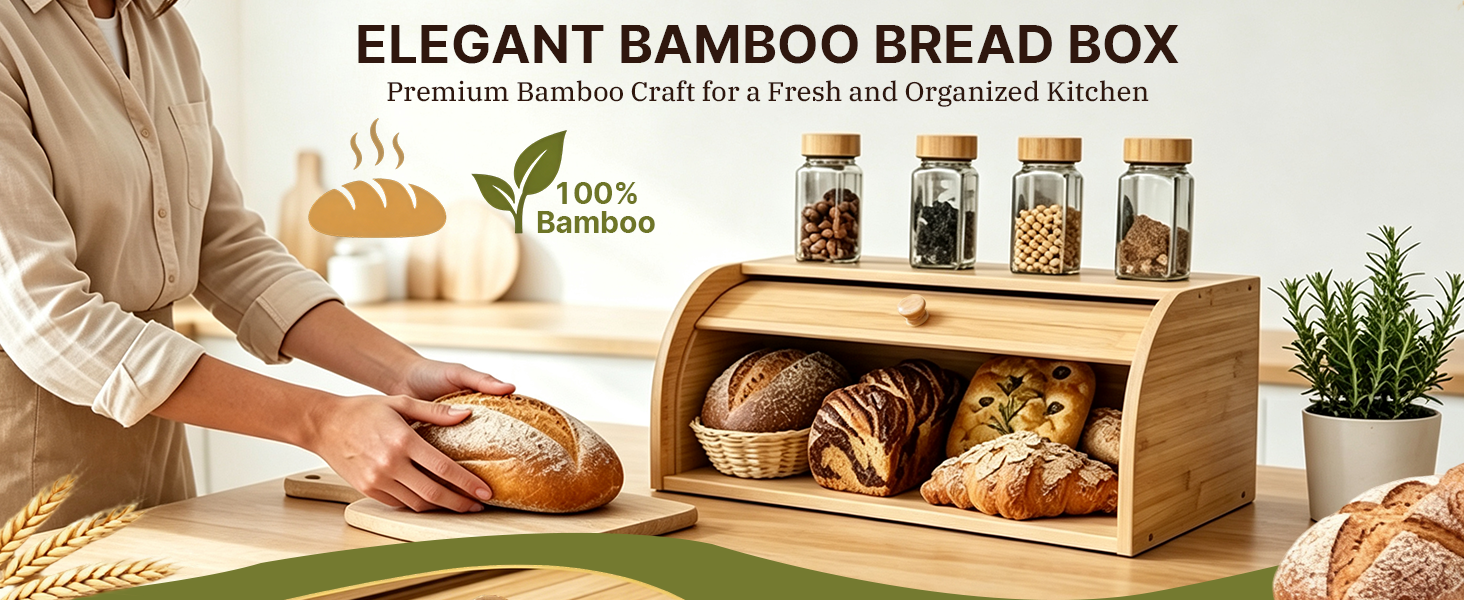 ELEGANT BAMBOO BREAD BOX