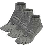 VWELL Merino Wool Toe Socks for Men and Women, Moisture Wicking Ankle Five Finger socks Athletic ...