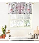AAtter Teal Floral Kitchen Valance 52" W x 18" L, Farmhouse Rod Pocket Window Treatment for Bathr...