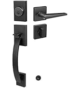 NEWBANG Matte Black Double Door Handle Set,(Keyed and Dummy Set),MDHST2018DB-SET