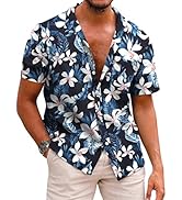 COOFANDY Men's Short Sleeve Button Down Shirt Casual Summer Beach Wedding Vacation Shirts