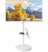 ECOTINY Ultra Slim Floor TV Stand for 37–86 Inch TVs, Modern Curved Base with Shelf, Adjustable H...