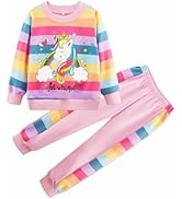 Little Girls Unicorn Outfits 2 Piece Kids Ruffle Sleeve Sweatshirt + Leggings Fall Leopard Clothi...
