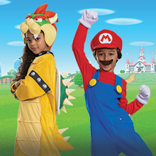 Babies dressed as Mario and Princess Peach from Super Mario Bros