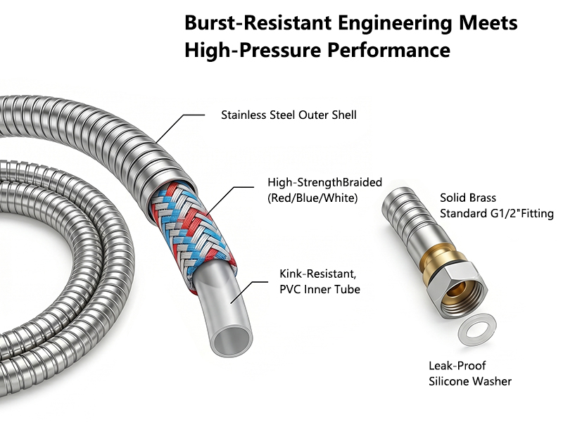 78" EXTRA-LONG STAINLESS STEEL HOSE