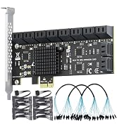 20-Port SATA Expansion Card (PCIe 3.0 x1 to 6Gbps SATA Card), Compatible with Windows/Mac/Linux/NAS