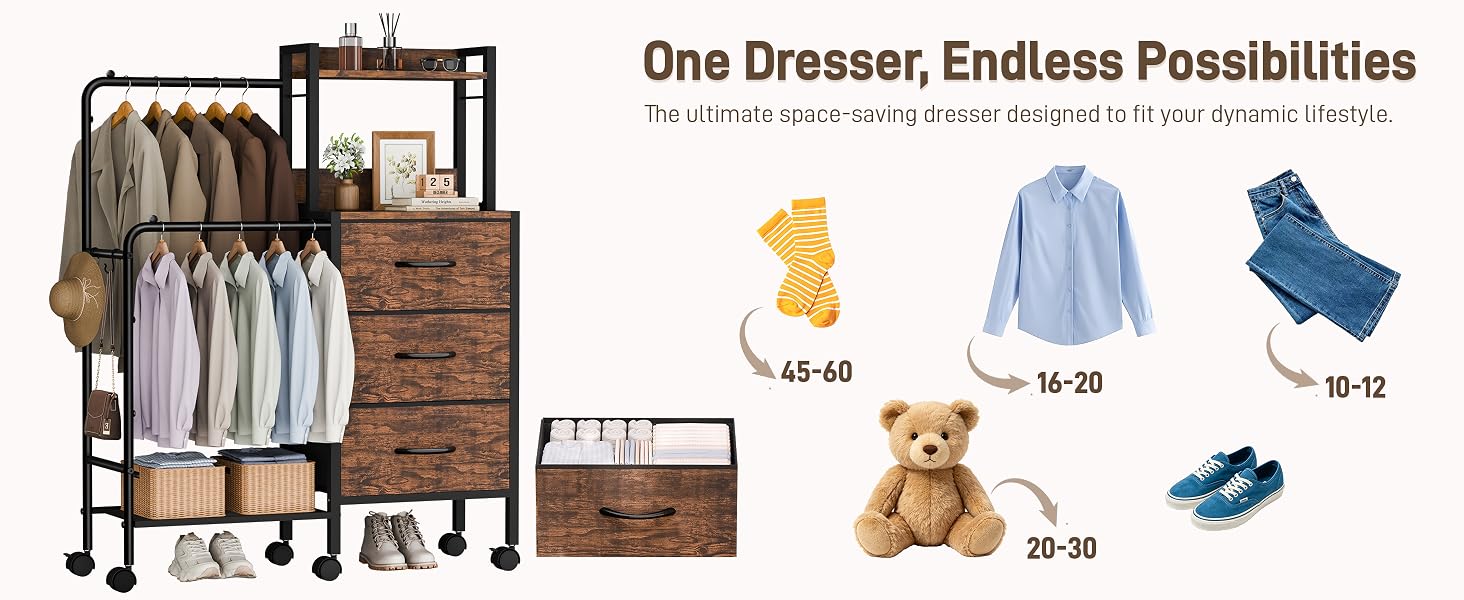 dresser with clothes rack-4