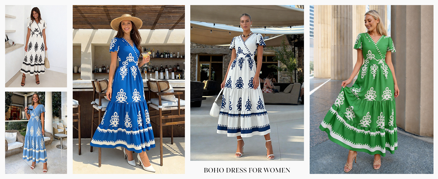 PRETTYGARDEN Flowy Boho Dress for Women