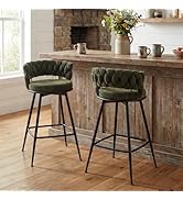YOUNIKE Bar Stools Set of 2 Modern Swivel Barstools, Adjustable Counter Height Bar Stools Faux Le...