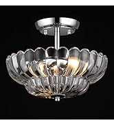 Mgcanyu Semi Flush Mount Glass Ceiling Light, 11.8in 2-Light Modern Chrome Light Fixture Ceiling ...