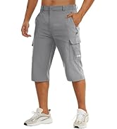 TACVASEN Men's Capri Pants Long Shorts Below Knee Cargo Shorts 3/4 Hiking Lightweight Quick Dry w...