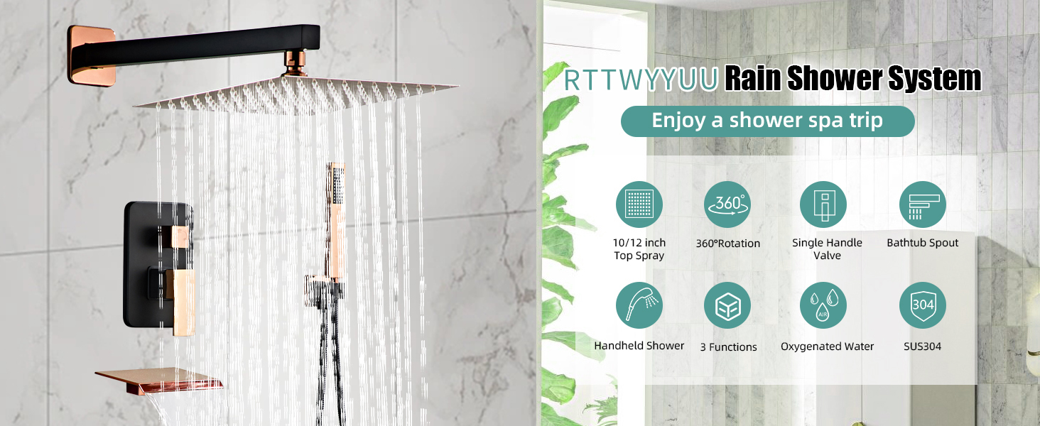 RTTWYYUU Rainfall Shower Faucet Set